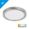 5" 10W Dimmable LED Flush Mount Downlight - Brushed Nickel Trim - Selectable CCT - 650 Lumens - Energy Efficient Ceiling Light
