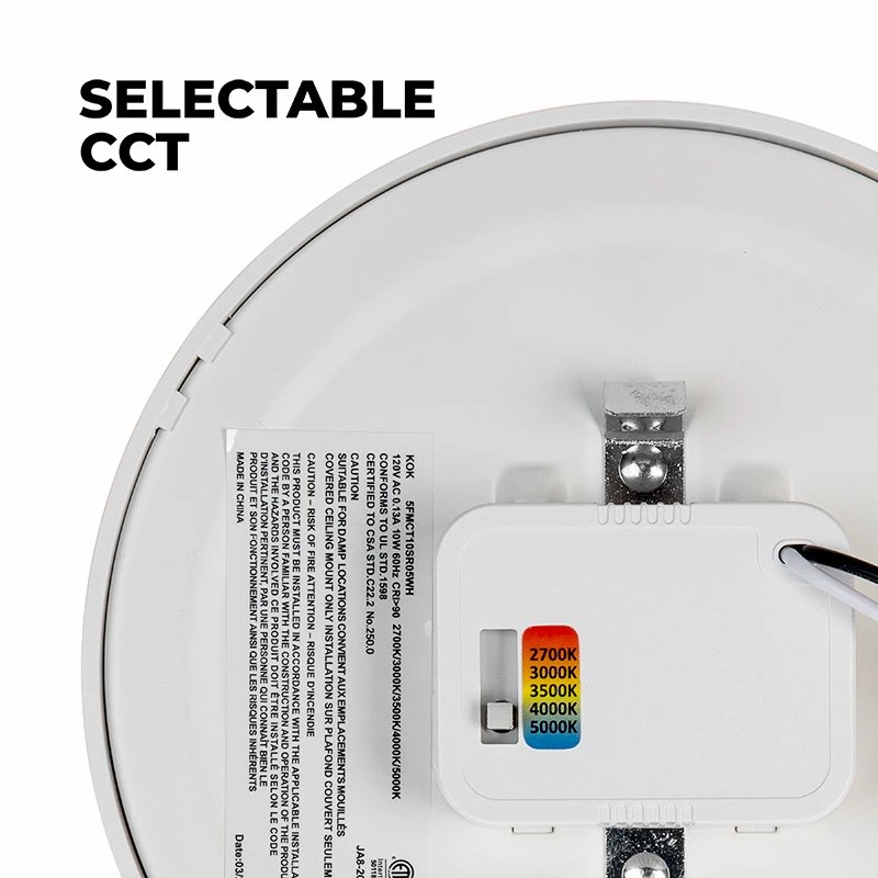 5" 10W Dimmable LED Flush Mount Downlight - White, Selectable CCT, 650 Lumens - Energy-Efficient Ceiling Light 4 5" 10W Dimmable LED Flush Mount Downlight - White, Selectable CCT, 650 Lumens - Energy-Efficient Ceiling Light - Image 4