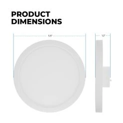 5" 10W Dimmable LED Flush Mount Downlight - White, Selectable CCT, 650 Lumens - Energy-Efficient Ceiling Light 8 5" 10W Dimmable LED Flush Mount Downlight - White, Selectable CCT, 650 Lumens - Energy-Efficient Ceiling Light -Nebo Sales Store 5fmct10sr05wh dimensions