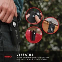 NEBO SLIM+ Rechargeable Pocket Light with Red Laser - 700 Lumens Compact LED Flashlight for Work & Outdoor Use -Nebo Sales Store 6859 937slimplusinfographics 05