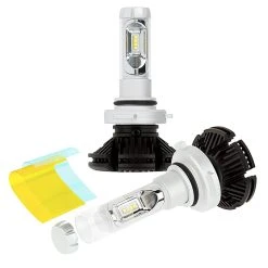 9006 LED Fanless Headlight & Fog Light Conversion Kit - 5,000 Lumens, Adjustable Color Temperature, Compact Heat Sinks - Natural White