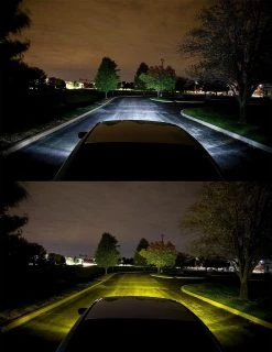 H9 / H11 Yellow LED Fog Light Bulbs - 4,400 Lumens/Set with Internal Driver for Cars, Trucks, SUVs -Nebo Sales Store 9006 hlv8y beam down trees comparison 1