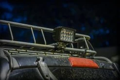 6" Rectangular 45W LED Auxiliary Light - Heavy Duty Off-Road Driving Light with 60° Beam Angle - Black Finish -Nebo Sales Store LED work light jeep top rack close up installed