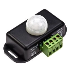 Mini PIR Motion Sensor Switch with Built-In Timer - 12-24 VDC, 6 Amps - Compact Motion Sensor for LED Lighting