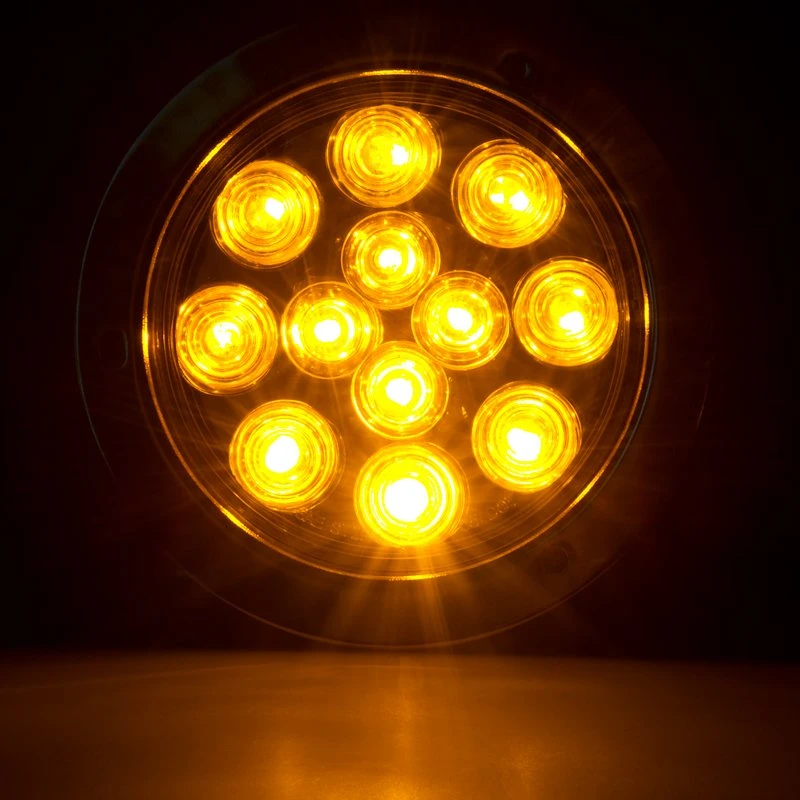 4" Round LED Truck & Trailer Lights - Clear Lens, Stop/Turn/Tail, 12 LEDs, 3-Pin Connector, Flush Mount 6 4" Round LED Truck & Trailer Lights - Clear Lens, Stop/Turn/Tail, 12 LEDs, 3-Pin Connector, Flush Mount - Image 6