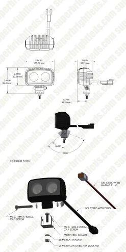 4” Off-Road Dual LED Work Light - 20W, 1800 Lumens - Heavy-Duty Vehicle Lighting -Nebo Sales Store aux 20w d30 assembly digimark