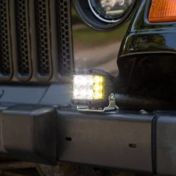 26W LED Pod Light - White & Amber Strobe Combo, Spot Beam, 2,340 Lumens, 2-Pack for Emergency & Service Vehicles -Nebo Sales Store aux 26w s200 sp as app close up on 2