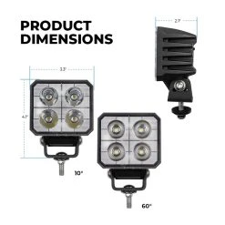 3” LED Pod Light - 40W Flood/Spot Beam - 3,800 Lumens - White - Vehicle Lighting -Nebo Sales Store aux 40w sx product dims