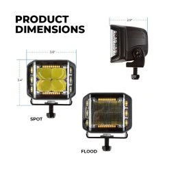 70W LED Pod Light with Amber Strobe - 8,400 Lumens Spot Beam for Emergency & Service Vehicles -Nebo Sales Store aux 70w s200 x as product dims