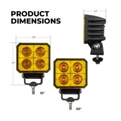 3” LED Pod Light - 40W Spot Beam, Yellow, 3,800 Lumens, 2-Pack for Emergency & Vehicle Lighting 11 3” LED Pod Light - 40W Spot Beam, Yellow, 3,800 Lumens, 2-Pack for Emergency & Vehicle Lighting -Nebo Sales Store aux a40w s10 product dims