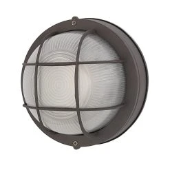 8" Bronze Round Integrated LED Bulkhead Light - 780 Lumens, 3000K Warm White - Indoor/Outdoor Wall Sconce