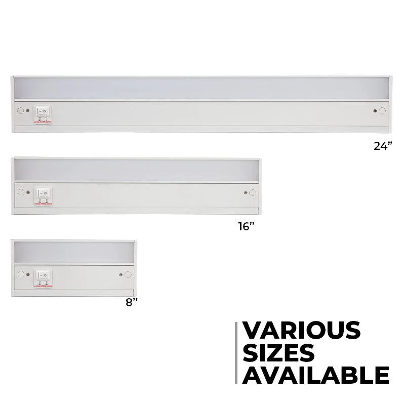 8" LED Under Cabinet Light Fixture - 120V - Selectable CCT (3000K/4000K/5000K) - 6W - Energy-Efficient Residential Lighting 2 8" LED Under Cabinet Light Fixture - 120V - Selectable CCT (3000K/4000K/5000K) - 6W - Energy-Efficient Residential Lighting - Image 2