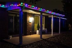 C9 Multicolor Christmas LED String Lights - 17ft, 25 Retro Faceted Bulbs, Green Wire, Multi-Color (Red, Yellow, Orange, Blue, Green) -Nebo Sales Store cls mc9 5m25 chrismas lights sidel view at sams recovered