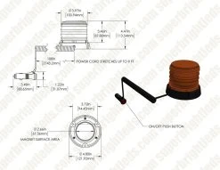 4-1/2" Amber LED Strobe Light Beacon - Magnetic Mount, 12V Adapter, Triple Flash Pattern for Vehicles -Nebo Sales Store dim drawings stb a45 mbc