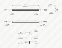 Corner Mount Aluminum LED Light Bar Fixture - 300 Lm/ft, Energy-Efficient Under Cabinet Lighting for Residential Use -Nebo Sales Store dims alb 30k12 raf 12v0