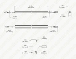 Corner Mount Aluminum LED Light Bar Fixture - 300 Lm/ft, Energy-Efficient Under Cabinet Lighting for Residential Use -Nebo Sales Store dims alb 30k39 raf 12v01
