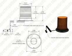 5-1/2" Amber LED Strobe Light Beacon - Magnetic Mount, 12V, 3 Flash Patterns for Vehicles & Construction -Nebo Sales Store dims drawings stb a57 mbcm