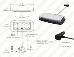 12" Mini Emergency LED Light Bar - Magnetic Mount, 12V Plug, Amber/White - Vehicle Warning Light -Nebo Sales Store dims drawings stmb a24 mb