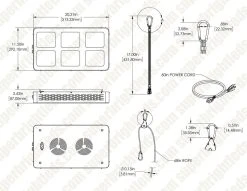 390W Full-Spectrum LED Grow Light with 12-Band Multi Spectrum - Vegetation & Bloom Switches - GLR-390W12F-VBD 17 390W Full-Spectrum LED Grow Light with 12-Band Multi Spectrum - Vegetation & Bloom Switches - GLR-390W12F-VBD -Nebo Sales Store dims glr 390w12f vbd