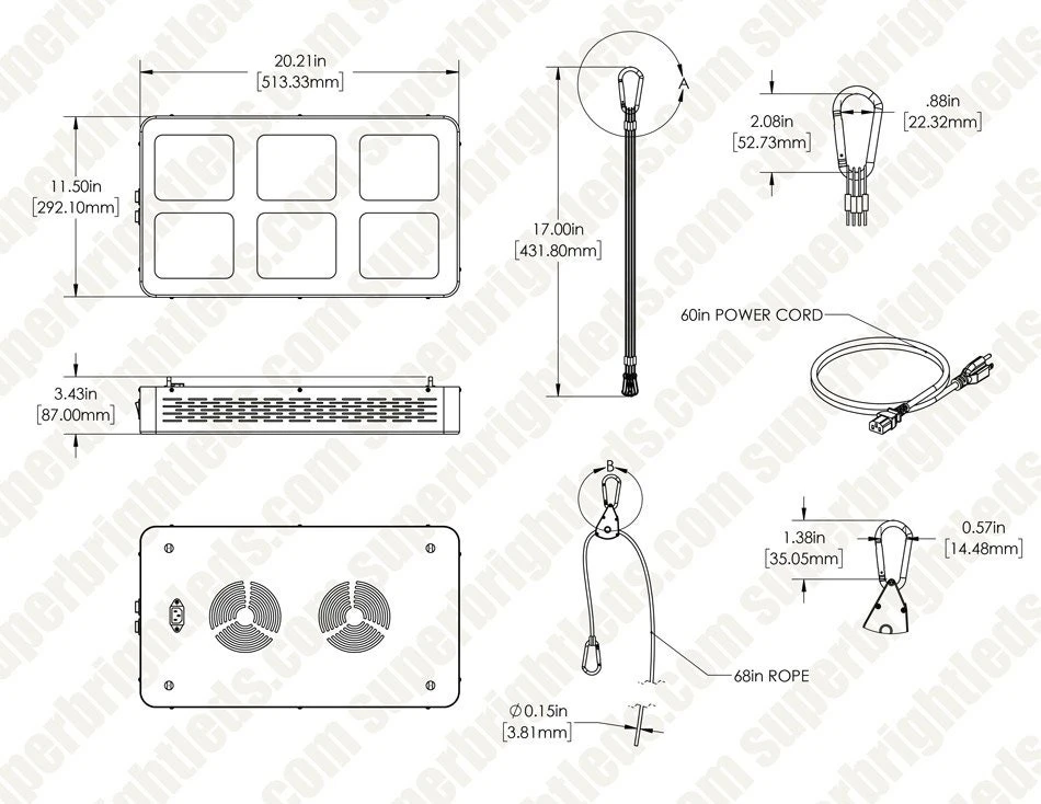 390W Full-Spectrum LED Grow Light with 12-Band Multi Spectrum - Vegetation & Bloom Switches - GLR-390W12F-VBD 9 390W Full-Spectrum LED Grow Light with 12-Band Multi Spectrum - Vegetation & Bloom Switches - GLR-390W12F-VBD - Image 9