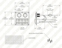 4-Position Waterproof LED Rocker Switch Panel with 12V Socket & Dual USB Ports - 12VDC 24A - RSP2-4 -Nebo Sales Store dims rsp2 4