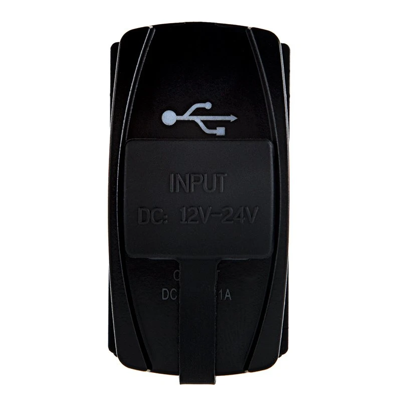 Dual USB Charger LED Rocker Switch Adapter with Blue Illumination - USB Type A Ports for Easy Installation 2 Dual USB Charger LED Rocker Switch Adapter with Blue Illumination - USB Type A Ports for Easy Installation - Image 2