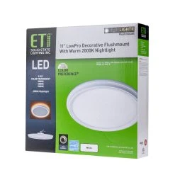 ETi 11" SnapFit Low Profile Dimmable LED Downlight with Nightlight Trim - 14W Flush Mount Ceiling Light - 900 Lumens - Selectable CCT 16 ETi 11" SnapFit Low Profile Dimmable LED Downlight with Nightlight Trim - 14W Flush Mount Ceiling Light - 900 Lumens - Selectable CCT -Nebo Sales Store fmnl 11in 900lm 8 cp3 sv td wt box