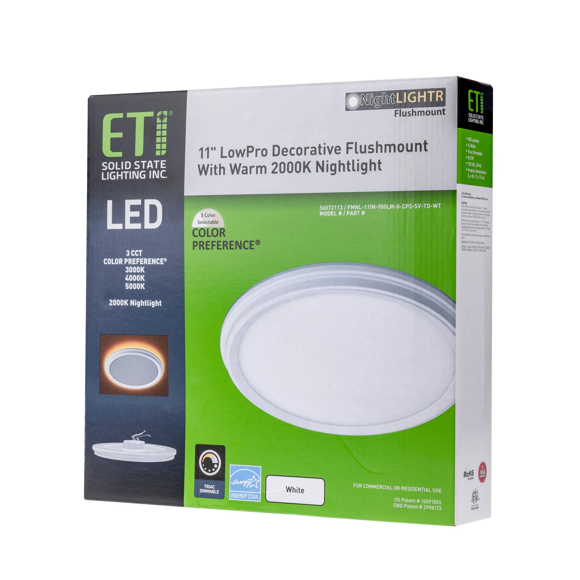 ETi 11" SnapFit Low Profile Dimmable LED Downlight with Nightlight Trim - 14W Flush Mount Ceiling Light - 900 Lumens - Selectable CCT 8 ETi 11" SnapFit Low Profile Dimmable LED Downlight with Nightlight Trim - 14W Flush Mount Ceiling Light - 900 Lumens - Selectable CCT - Image 8