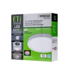 ETi 7.5" TwistFit Low Profile Selectable CCT LED Downlight with Nightlight Trim - 12W Dimmable Flush Mount Ceiling Light - 800 Lumens - Residential Lighting 16 ETi 7.5" TwistFit Low Profile Selectable CCT LED Downlight with Nightlight Trim - 12W Dimmable Flush Mount Ceiling Light - 800 Lumens - Residential Lighting -Nebo Sales Store fmnl 7.5in 800lm 8 cp3 sv td wt box