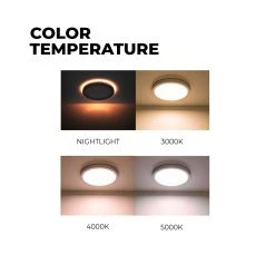 ETi 7.5" TwistFit Low Profile Selectable CCT LED Downlight with Nightlight Trim - 12W Dimmable Flush Mount Ceiling Light - 800 Lumens - Residential Lighting 14 ETi 7.5" TwistFit Low Profile Selectable CCT LED Downlight with Nightlight Trim - 12W Dimmable Flush Mount Ceiling Light - 800 Lumens - Residential Lighting -Nebo Sales Store fmnl 7.5in 800lm 8 cp3 sv td wt temperature