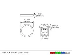ETi 7.5" TwistFit Low Profile Selectable CCT LED Downlight with Nightlight Trim - 12W Dimmable Flush Mount Ceiling Light - 800 Lumens - Residential Lighting 17 ETi 7.5" TwistFit Low Profile Selectable CCT LED Downlight with Nightlight Trim - 12W Dimmable Flush Mount Ceiling Light - 800 Lumens - Residential Lighting -Nebo Sales Store fmnl 7.5in 800lm 8 cp3 sv td wt dim drawing