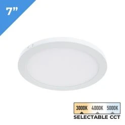 TCP 7" LED Slim Flush Mount Ceiling Light - 15W Dimmable Fixture - Selectable CCT - Up to 1,080 Lumens