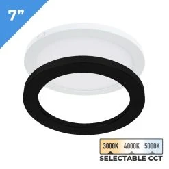 TCP 7" LED Slim Flush Mount Ceiling Light - Matte Black Trim, 15W, Selectable CCT, Dimmable, 1080 Lumens