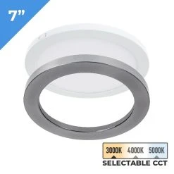 TCP 7" LED Slim Flush Mount Ceiling Light - Satin Nickel Trim, 15W, Selectable CCT, Dimmable, 1080 Lumens