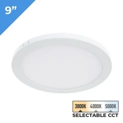 9" LED Slim Flush Mount Ceiling Light - 18W Dimmable Fixture - Selectable CCT - Up to 1,370 Lumens - Residential Lighting