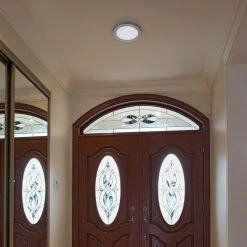 TCP 9" LED Slim Flush Mount Ceiling Light - Satin Nickel Trim, 18W, Selectable CCT, Dimmable, 1,370 Lumens -Nebo Sales Store fmr09cct sn app1 1