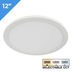 12" LED Slim Flush Mount Ceiling Light - 24W, Selectable CCT, Dimmable, 2,040 Lumens - Energy-Efficient Residential Lighting