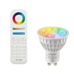 GU10 MiBoxer RGB+Tunable White Smart LED Bulb - Hubless, 4W, 35W Equivalent, 280 Lumens, RF Remote Optional