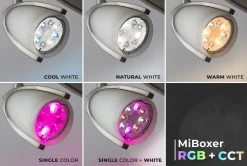 GU10 MiBoxer RGB+Tunable White Smart LED Bulb - Hubless, 4W, 35W Equivalent, 280 Lumens, RF Remote Optional 13 GU10 MiBoxer RGB+Tunable White Smart LED Bulb - Hubless, 4W, 35W Equivalent, 280 Lumens, RF Remote Optional -Nebo Sales Store fut104 app gu10 bulb cctrgb close up ranges