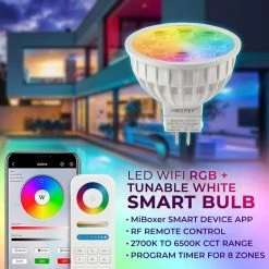 MR16 MiBoxer RGB+Tunable White Smart LED Bulb - 4W, 35W Equivalent, 280 Lumens, RF Remote Optional -Nebo Sales Store fut104 milight wi fi smart led bulb1 1
