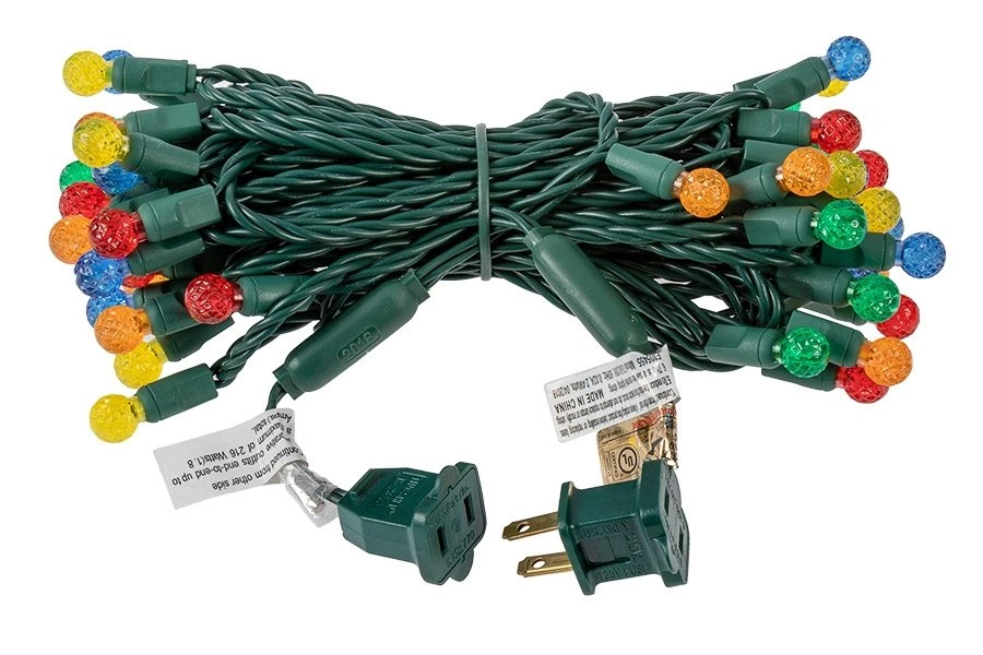 25ft Round Multicolor LED Christmas String Lights - 50 Mini G12 Bulbs, Green Wire, Multi-Color (Red, Green, Blue, Yellow, Orange) 3 25ft Round Multicolor LED Christmas String Lights - 50 Mini G12 Bulbs, Green Wire, Multi-Color (Red, Green, Blue, Yellow, Orange) - Image 3