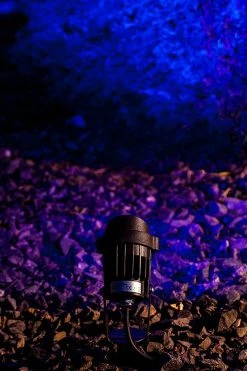 5W Blue LED Landscape Spotlight with Mounting Spike - 25W Equivalent - 250 Lumens - Black Housing -Nebo Sales Store glux 5w closeup