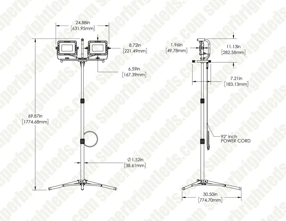 200W Dual-Head LED Work Light with Adjustable Tripod - 20,000 Lumens, 6500K Daylight - Portable Lighting for Construction, Workshops, and Outdoor Use 7 200W Dual-Head LED Work Light with Adjustable Tripod - 20,000 Lumens, 6500K Daylight - Portable Lighting for Construction, Workshops, and Outdoor Use - Image 7