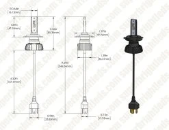H4 Dual-Color LED Headlight Conversion Kit with Fog Light Function - White/Yellow - 4,500 Lumens/Set - Fanless Design for Cars, Trucks, and SUVs -Nebo Sales Store h4 hlaw dims drawings