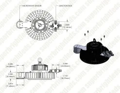 HBUD UFO LED High-Bay Lights Microwave Motion Sensor - HBUD-MS | Energy-Efficient Motion Detection -Nebo Sales Store hbud ms web dimensions
