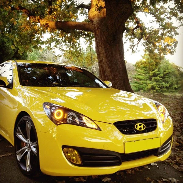 80mm Amber LED Halo Headlight Accent Lights - Black Circuit Board Design for Vehicles 9 80mm Amber LED Halo Headlight Accent Lights - Black Circuit Board Design for Vehicles - Image 9