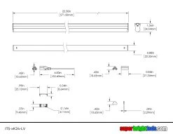 24" Integrated T5 LED Light Fixture - 12V Linkable Under Cabinet Task Lighting - 4000K Cool White - 400lm/ft -Nebo Sales Store it5 xk24 lv dim drawing
