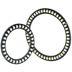 80mm Amber LED Halo Headlight Accent Lights - Black Circuit Board Design for Vehicles