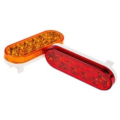 6" Oval LED Truck and Trailer Lights - Stop/Turn/Tail Lights with 3-Pin Connector - Flush Mount - 17 LEDs