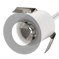40mm White LED Step Lights - 1 Watt Warm White Metal Trimmed Mini Round Deck & Boat Courtesy Lights